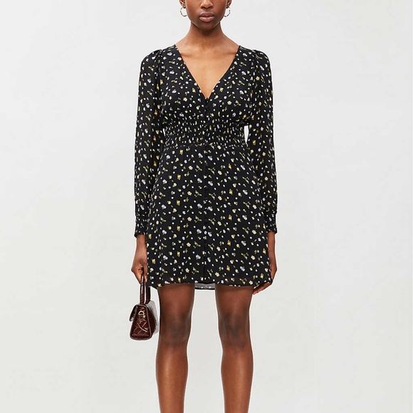 Reformation Alani Floral-print Crepe Mini Dress In Posie - Size 2 - Picture 1 of 7